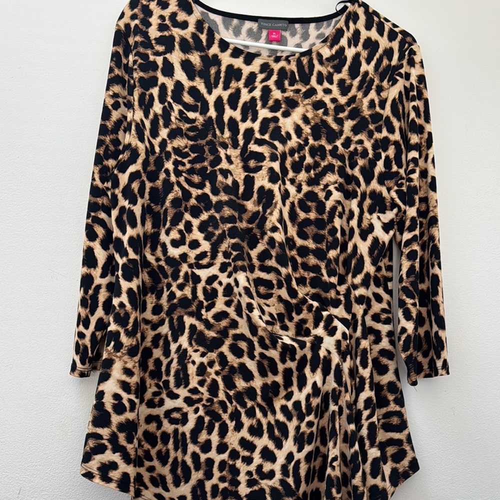 Vince Camuto Black and Brown Ruffled Blouse